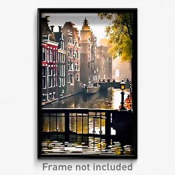 Pixel Art Poster - Mysterious Amsterdam (8 Bit Psychedelic Video Game Print)