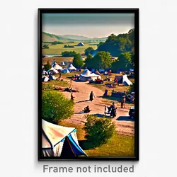 Pixel Art Poster - Rural Encampment (8 Bit Psychedelic Trippy Video Game Print)