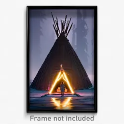 Pixel Art Poster - Dreary Wigwam (8 Bit Psychedelic Trippy Video Game Print)