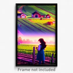 Pixel Art Poster - Upbeat Farm (8 Bit Psychedelic Trippy Weird Video Game Print)