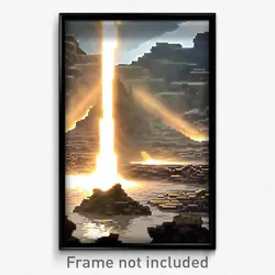 Pixel Art Poster - Thunderous Quarry (8 Bit Psychedelic Trippy Video Game Print)