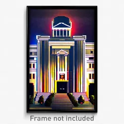 Pixel Art Poster - Outrageous Courthouse (8 Bit Psychedelic Video Game Print)