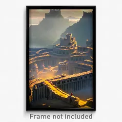 Pixel Art Poster - Dense Citadel (8 Bit Psychedelic Trippy Video Game Print)