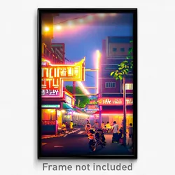 Pixel Art Poster - Little Thai City (8 Bit Psychedelic Trippy Video Game Print)