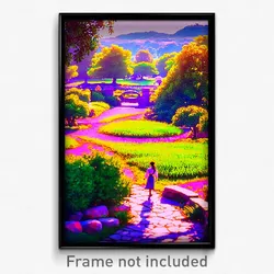 Pixel Art Poster - Pleasant Landscape (8 Bit Psychedelic Video Game Print)