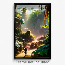 Pixel Art Poster - Crowded Jungle (8 Bit Psychedelic Trippy Video Game Print)