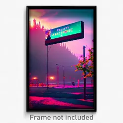Pixel Art Poster - Fruity Anchorage (8 Bit Psychedelic Trippy Video Game Print)