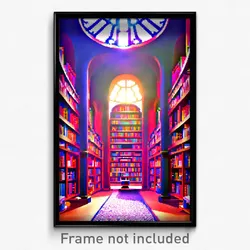 Pixel Art Poster - Enchanting Library (8 Bit Psychedelic Video Game Print)