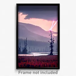 Pixel Art Poster - Thunderous Wetland (8 Bit Psychedelic Video Game Print)