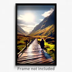 Pixel Art Poster - Interesting Highland (8 Bit Psychedelic Video Game Print)