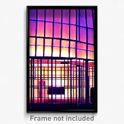 Pixel Art Poster - Wire Frame Movie Theatre (8 Bit Psychedelic Video Game Print)