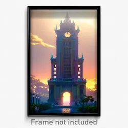 Pixel Art Poster - Pleasant Landmark (8 Bit Psychedelic Trippy Video Game Print)