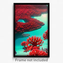 Pixel Art Poster - Red Reef (8 Bit Psychedelic Trippy Weird Video Game Print)
