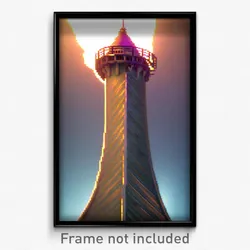 Pixel Art Poster - Warped Tower (8 Bit Psychedelic Trippy Video Game Print)