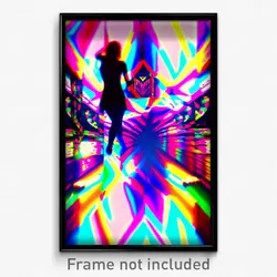 Pixel Art Poster - Kaleidoscopic Bedroom (8 Bit Psychedelic Video Game Print)