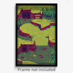 Pixel Art Poster - Tidy Bog (8 Bit Psychedelic Trippy Weird Video Game Print)