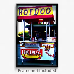 Pixel Art Poster - Menacing Hot Dog Stand (8 Bit Psychedelic Video Game Print)