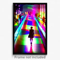 Pixel Art Poster - Colorful Catwalk (8 Bit Psychedelic Trippy Video Game Print)