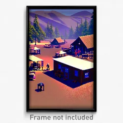 Pixel Art Poster - Well Made Camp (8 Bit Psychedelic Trippy Video Game Print)