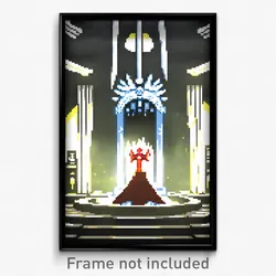 Pixel Art Poster - Underground Throne Room (8 Bit Psychedelic Video Game Print)