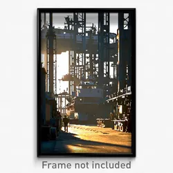 Pixel Art Poster - Complicated Shipyard (8 Bit Psychedelic Video Game Print)