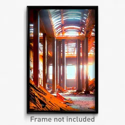 Pixel Art Poster - Orange Derelict (8 Bit Psychedelic Trippy Video Game Print)