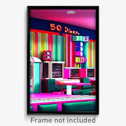 Pixel Art Poster - Multicolored 50'S Diner (8 Bit Psychedelic Video Game Print)