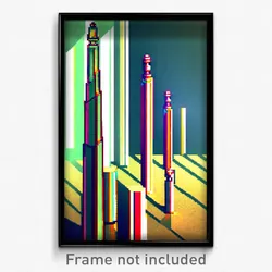 Pixel Art Poster - Striped Obelisk (8 Bit Psychedelic Trippy Video Game Print)