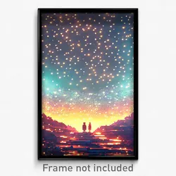 Pixel Art Poster - Starry Trenches (8 Bit Psychedelic Trippy Video Game Print)