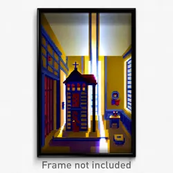 Pixel Art Poster - Tiny Rectory (8 Bit Psychedelic Trippy Video Game Print)