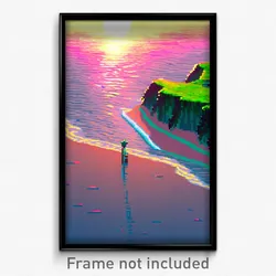 Pixel Art Poster - Slimy Shore (8 Bit Psychedelic Trippy Weird Video Game Print)