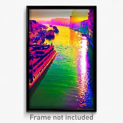 Pixel Art Poster - Zany Canal (8 Bit Psychedelic Trippy Weird Video Game Print)