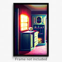 Pixel Art Poster - Creepy Hutch (8 Bit Psychedelic Trippy Video Game Print)