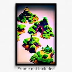 Pixel Art Poster - Miniature Island (8 Bit Psychedelic Trippy Video Game Print)