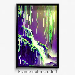 Pixel Art Poster - Slimy Cascade (8 Bit Psychedelic Trippy Video Game Print)