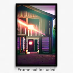 Pixel Art Poster - Fantastic Outbuilding (8 Bit Psychedelic Video Game Print)