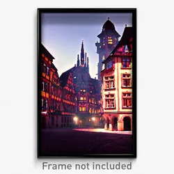Pixel Art Poster - Haunted German City (8 Bit Psychedelic Video Game Print)