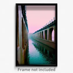 Pixel Art Poster - Watery Aquaduct (8 Bit Psychedelic Trippy Video Game Print)