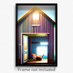 Pixel Art Poster - Modest Cathouse (8 Bit Psychedelic Trippy Video Game Print)