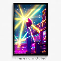 Pixel Art Poster - Dazzling Repository (8 Bit Psychedelic Video Game Print)