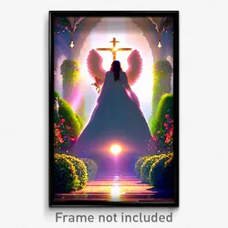 Pixel Art Poster - Angelic Garden (8 Bit Psychedelic Trippy Video Game Print)