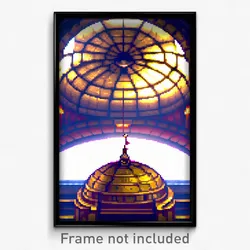 Pixel Art Poster - Animated Dome (8 Bit Psychedelic Trippy Video Game Print)
