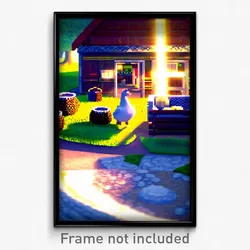 Pixel Art Poster - Plush Farmstead (8 Bit Psychedelic Trippy Video Game Print)