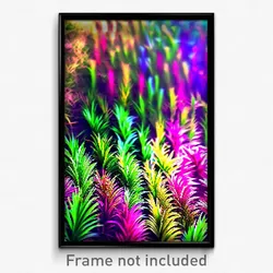 Pixel Art Poster - Multicolored Grass (8 Bit Psychedelic Video Game Print)