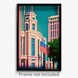 Pixel Art Poster - Fluid American Architecture (8 Bit Video Game Print)