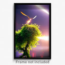 Pixel Art Poster - Flying Bush (8 Bit Psychedelic Trippy Weird Video Game Print)