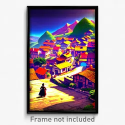 Pixel Art Poster - Lavish Village (8 Bit Psychedelic Trippy Video Game Print)
