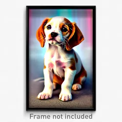Pixel Art Poster - Admirable Puppy (8 Bit Psychedelic Trippy Video Game Print)