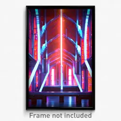 Pixel Art Poster - Stained Futuristic Architecture (8 Bit Video Game Print)