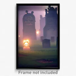 Pixel Art Poster - Smoggy Graveyard (8 Bit Psychedelic Trippy Video Game Print)